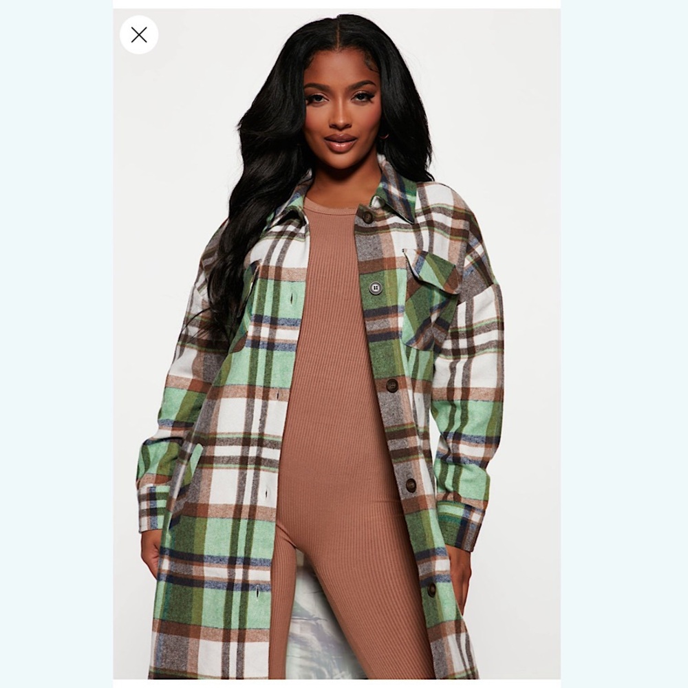 *NWT* Fashion Nova -Get Lost Green Plaid Shacket